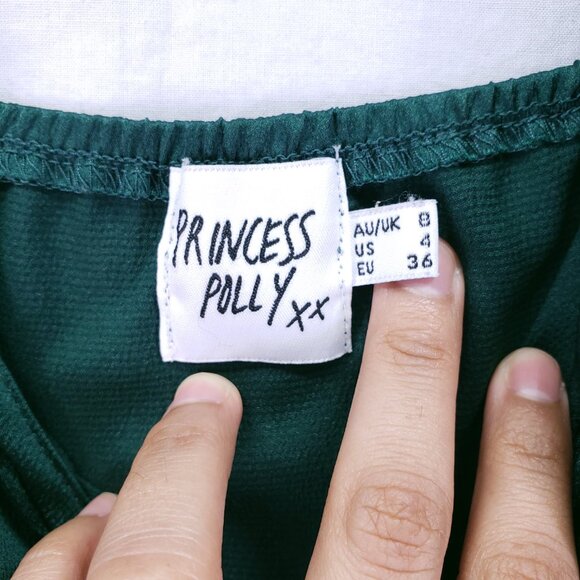 Princess Polly Green Lightweight Silky Sleeveless Short Mini Wrap Dress Size 4 - Picture 5 of 16